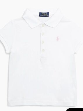 Polo Ralph Lauren Baby Little Girls Infant Toddler White Mesh Polo Shirt Top 4T